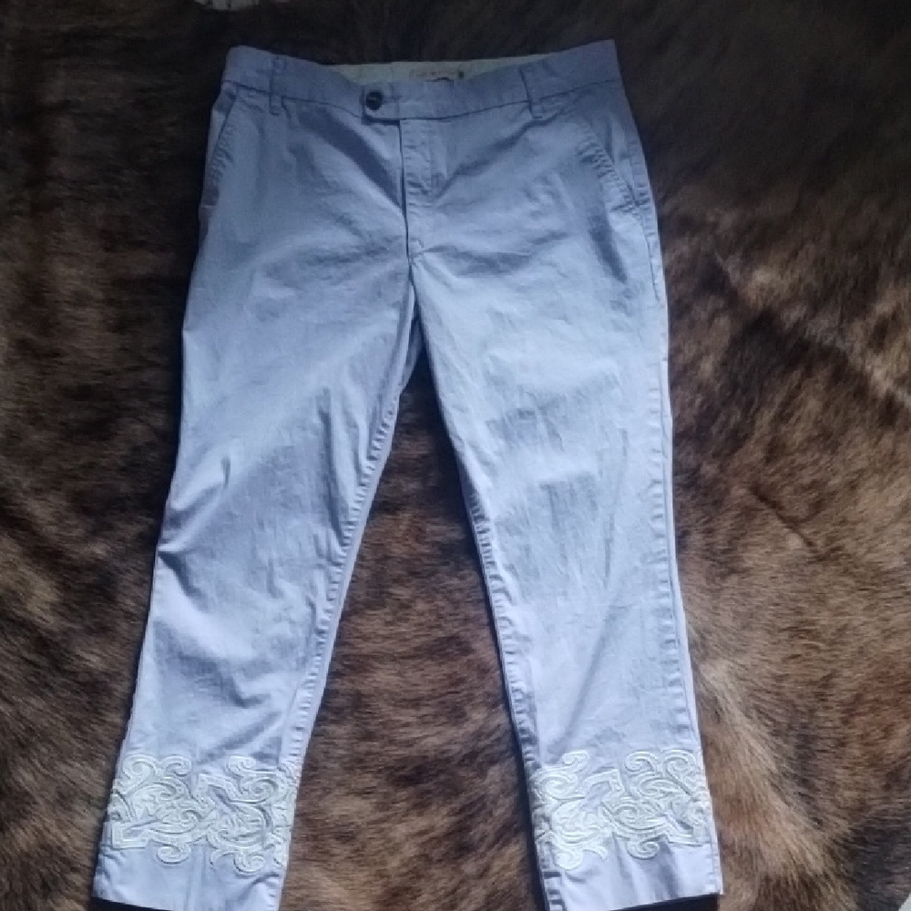 Tory Burch Lavender Pants with Embroidery